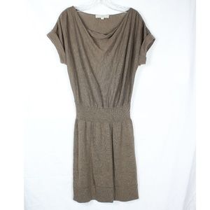 Loft Cowl Neck Brown Merino Wool Sweater Dress